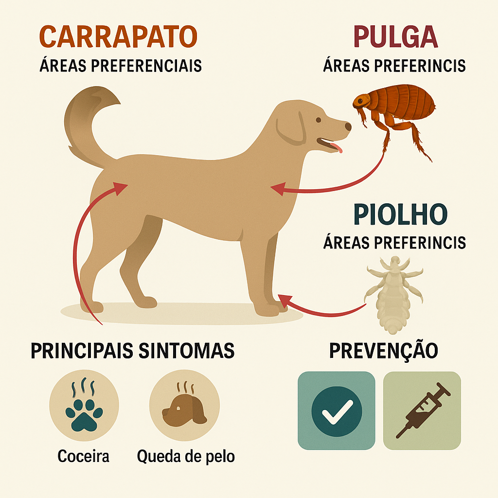 Diferenças Entre Carrapatos, Pulgas e Piolhos em Animais de Estimação